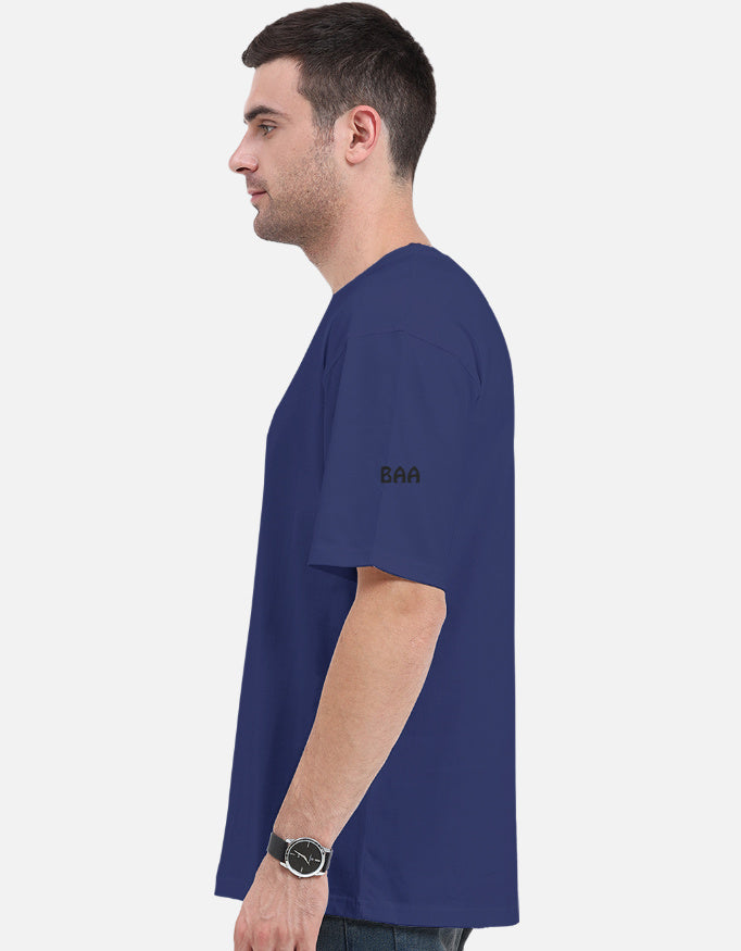 Man wearing a Royal Blue t-shirt with 'BAA' logo on a white background